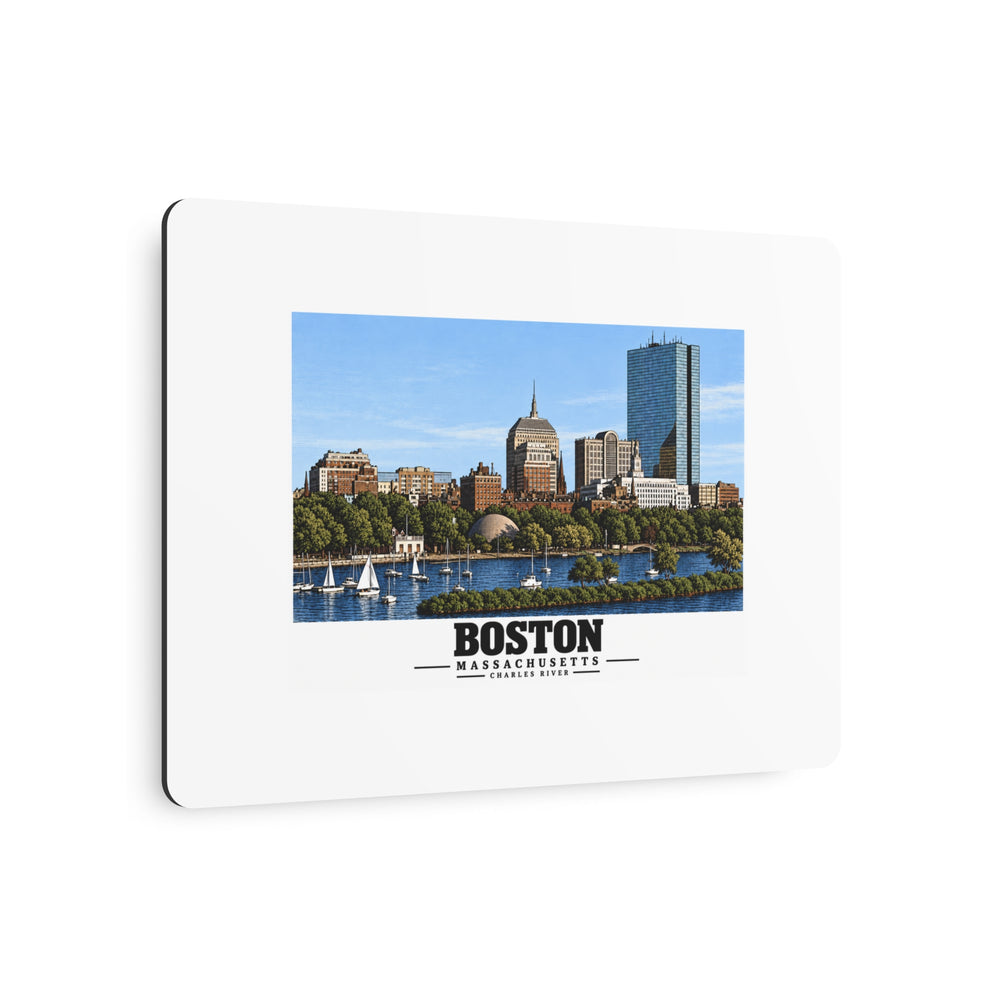 Illustrated St. Charles River view of Boston, Massachusetts in Boston and Cambridge on metal art sign