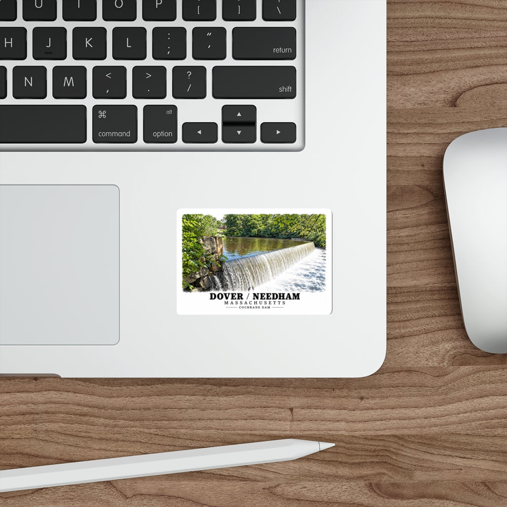 Dam on the Charles River, Dover MA.jpg 4 in White Die-Cut Sticker - Charles River