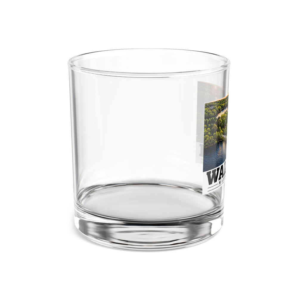 Illustrated Forest Grove Road Causeway in Waltham on rocks glass
