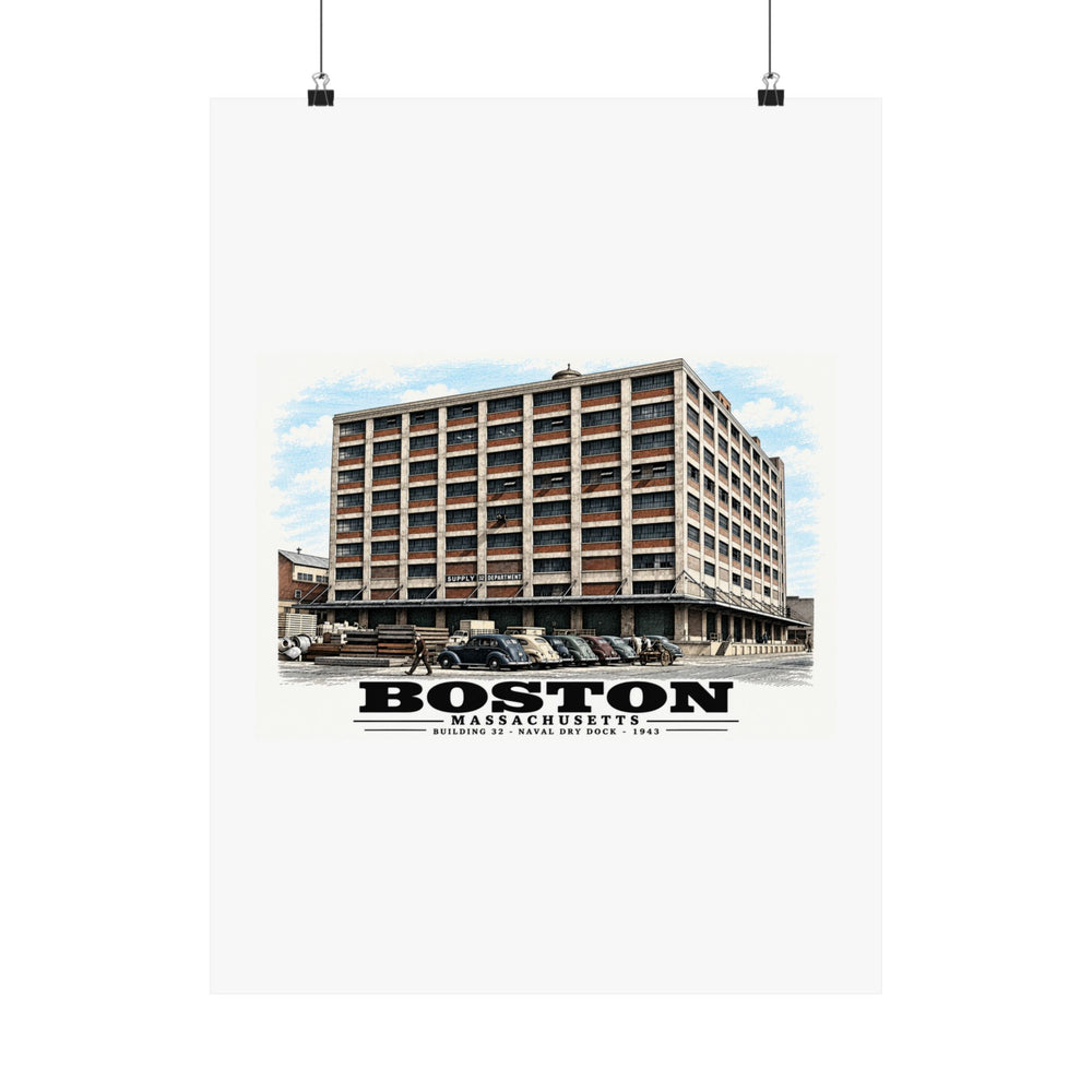 Building #32 US Naval Dry Dock, South Boston, Completed 3/1943 Matte Heritage Poster — 11 × 14 and 18 × 24 in - Boston Harbor