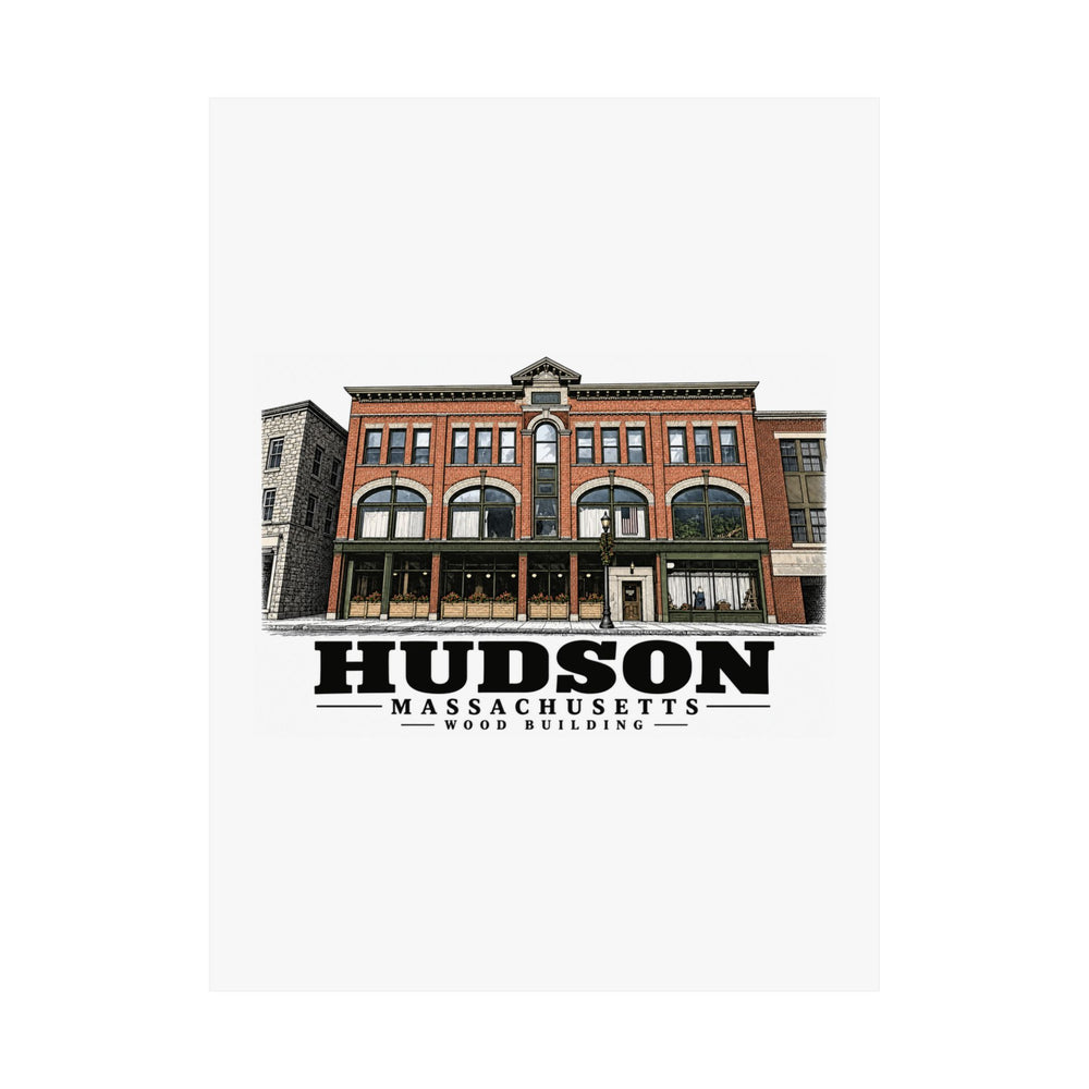 Illustrated Wood Building in Hudson on unframed matte poster