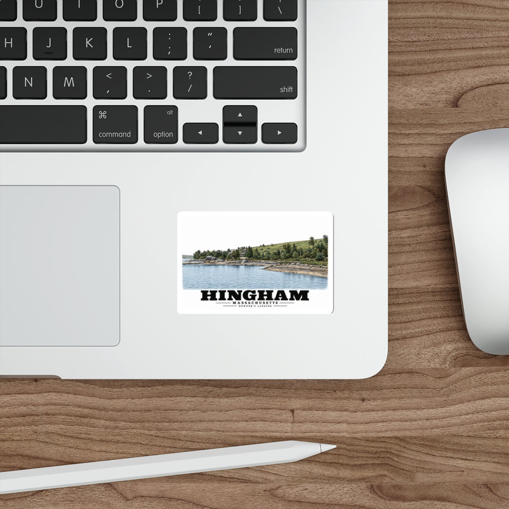 Shore near Downer's Landing 4 in White Die-Cut Sticker - Boston Harbor