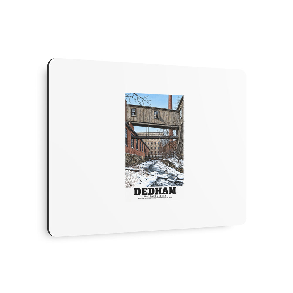 Illustrated Norfolk Manufacturing Company Cotton Mill in Dedham on metal art sign