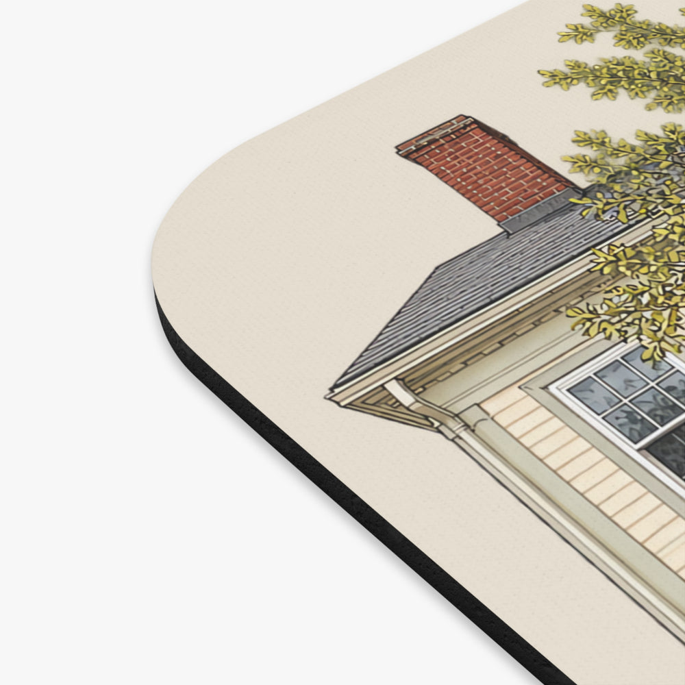 Burrillville Harrisville Historic District mouse pad mockup showing the full illustrated print