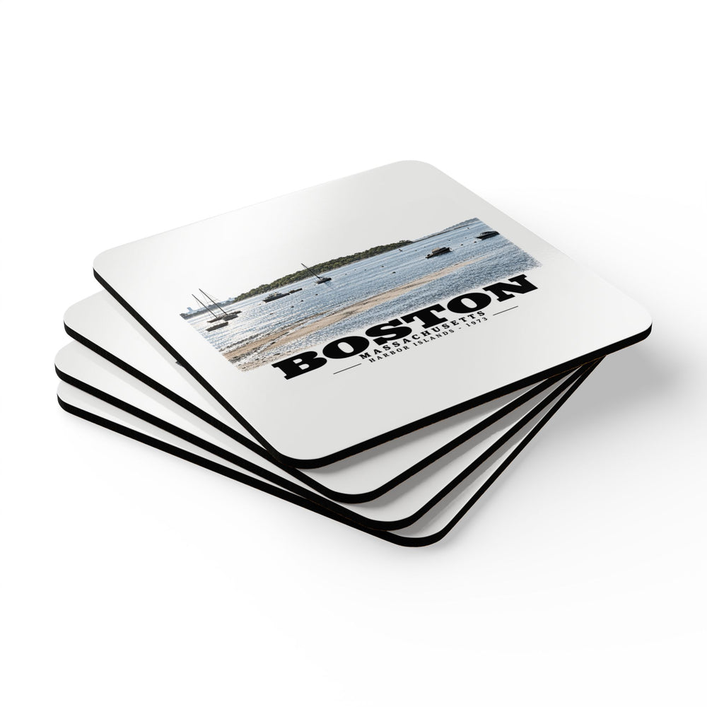 Boston Harbor Islands from Morrissey Boulevard - Toward Thompsons Island Cork Back Coaster Set - Boston Harbor