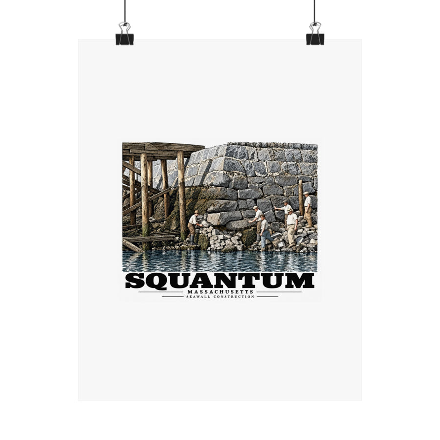 Repairing seawall near administration Building, Squantum Matte Heritage Poster — 11 × 14 and 18 × 24 in - Boston Harbor
