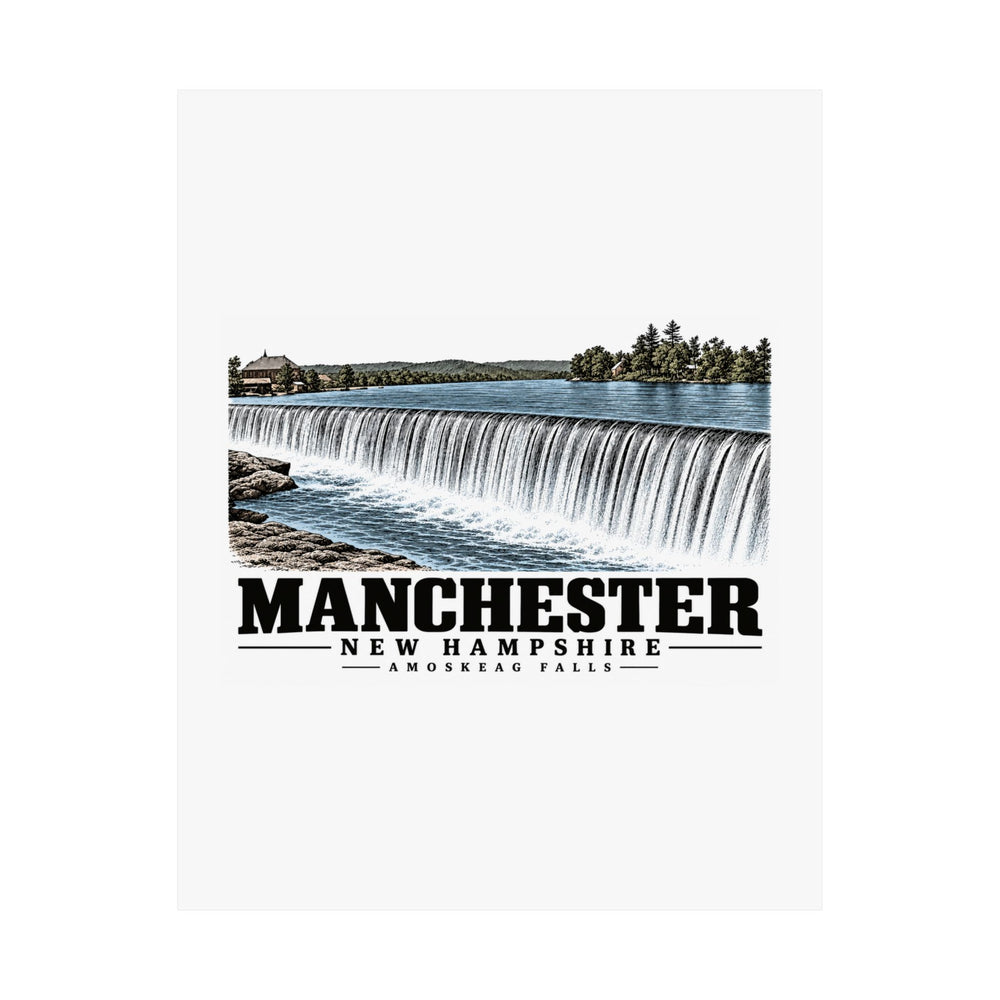 11 x 14 unclipped front of Amoskeag Falls matte poster, Manchester, New Hampshire.