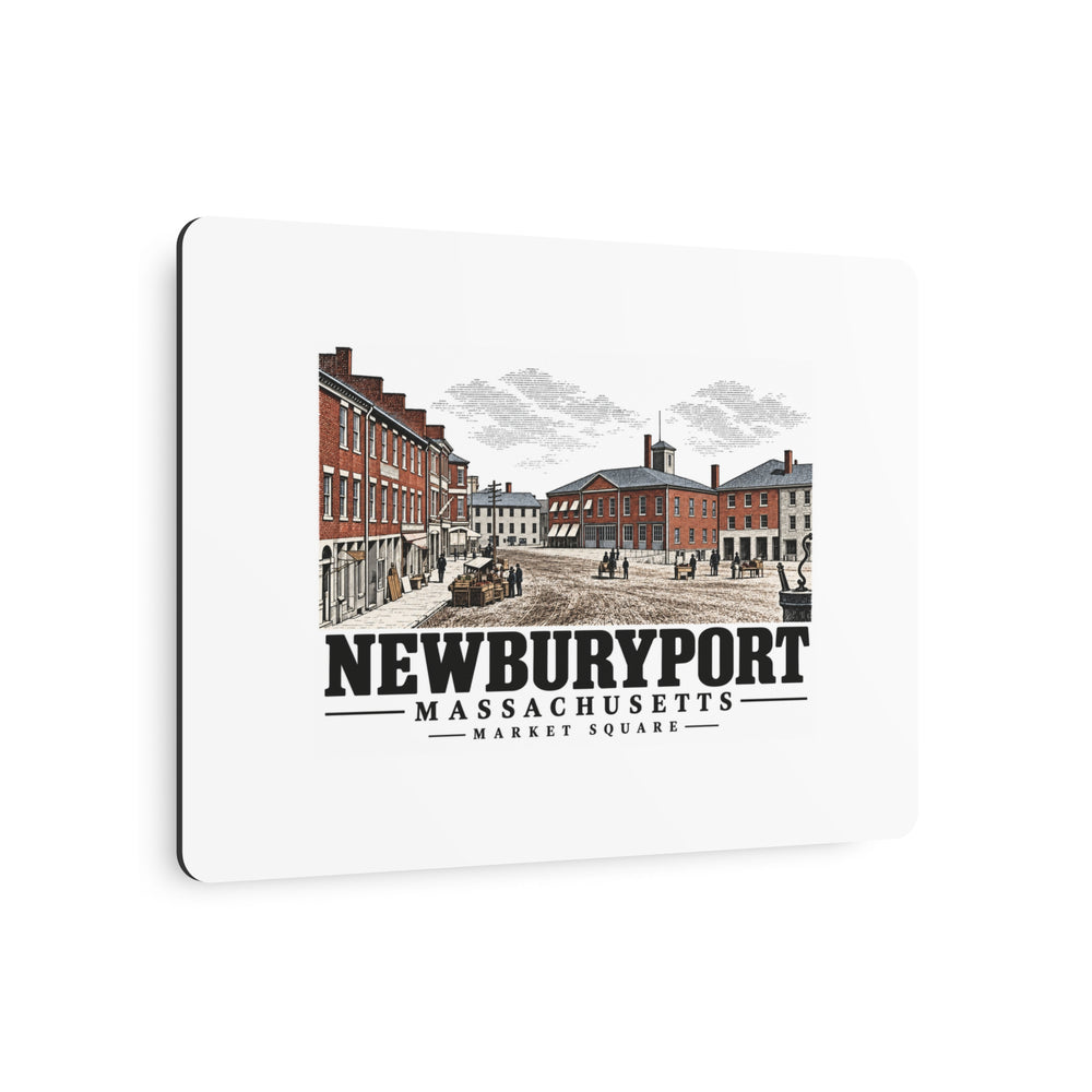 Angled front of Market Square horizontal metal wall art, Newburyport, Massachusetts.