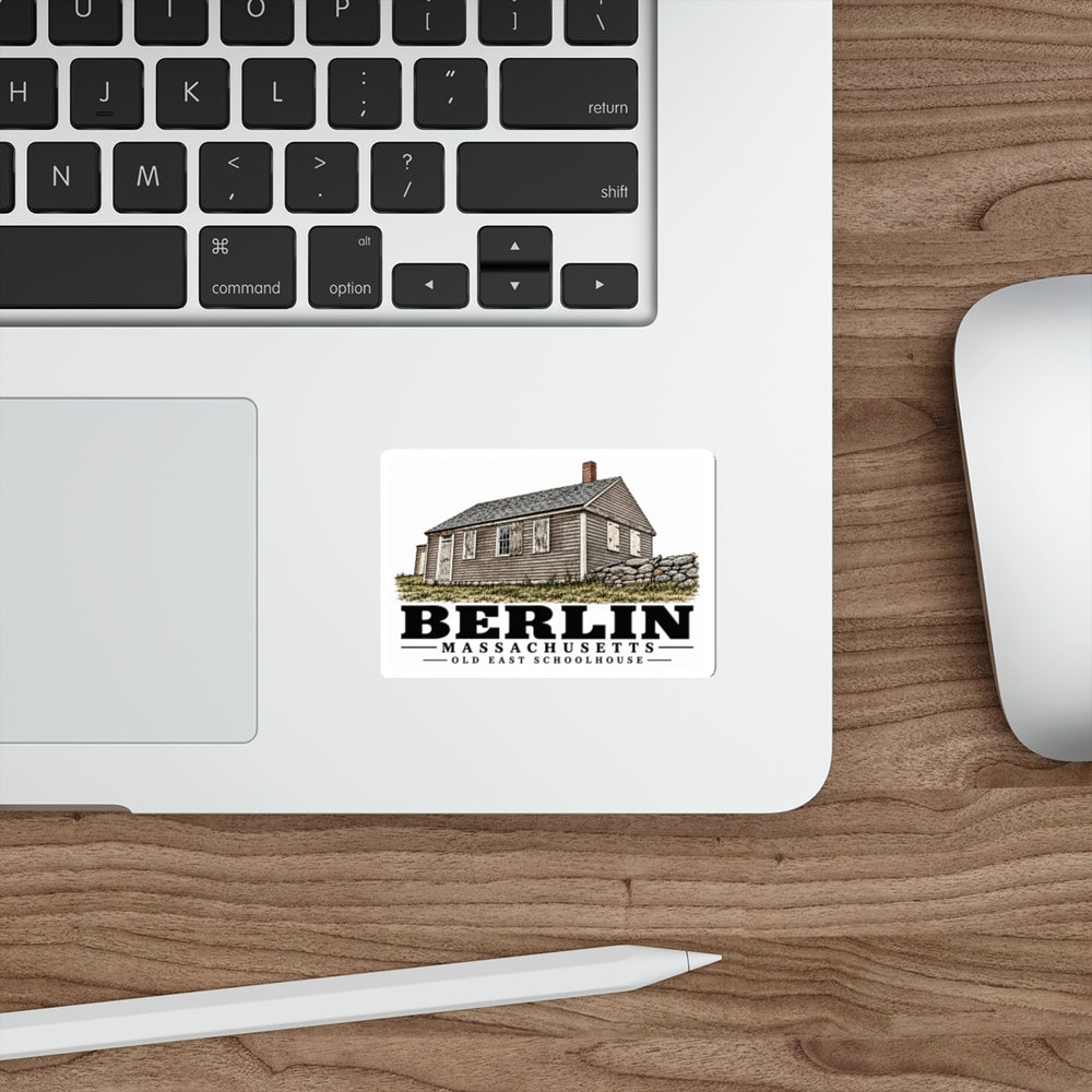 Illustrated Old East Schoolhouse in Berlin on die-cut sticker