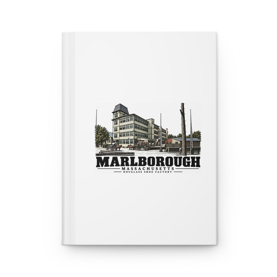 Illustrated Douglass Shoe Factory in Marlborough on matte hardcover journal