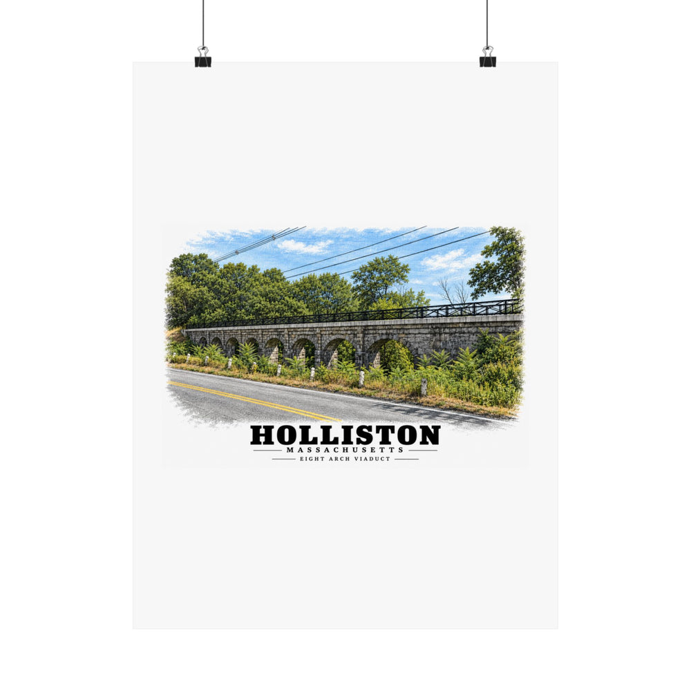 Eight Arch / Bogastow Brook Viaduct, Woodland Street, Upper Charles Rail Trail Matte Heritage Poster — 11 × 14 and 18 × 24 in - Charles River