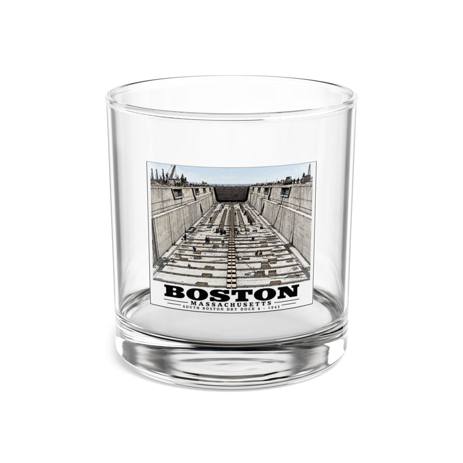 Dry dock #4 US Naval Dry dock, South Boston, completed June 1943 10 oz Rocks Glass - Boston Harbor