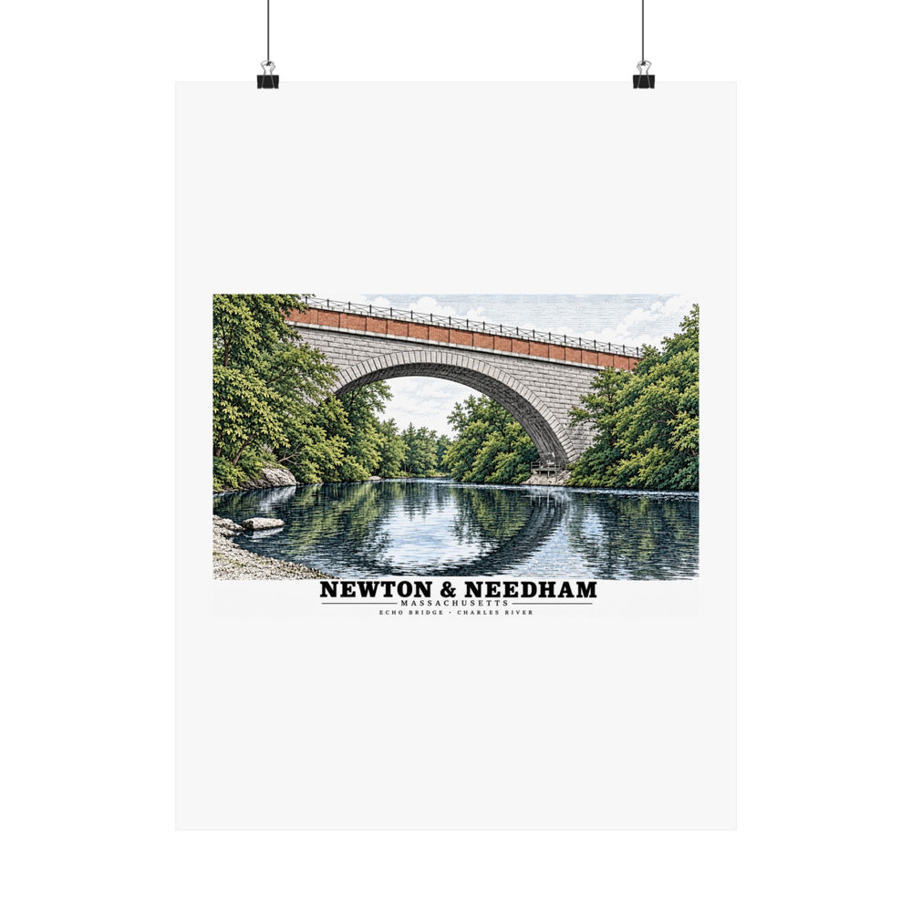 Echo Bridge, Hemlock Gorge, Upper Falls; Charles River and Ellis Street Matte Heritage Poster — 11 × 14 and 18 × 24 in - Charles River