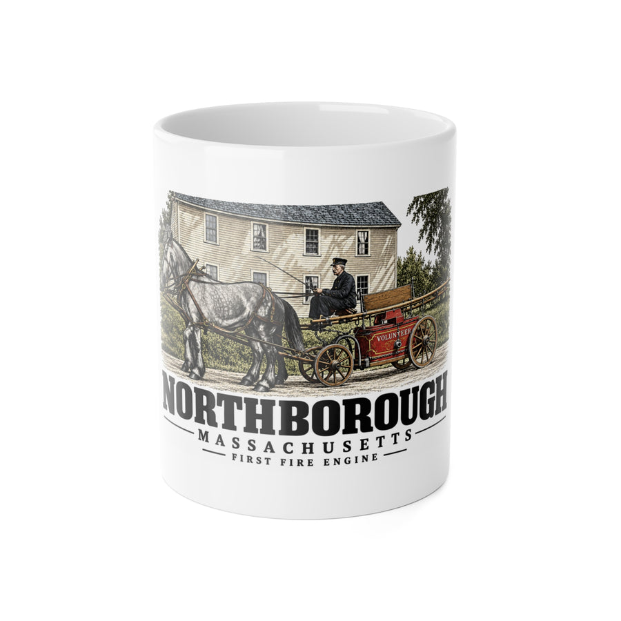 NORTHBOROUGH First Fire Engine 11 oz White Ceramic Mug - Assabet Valley Goods