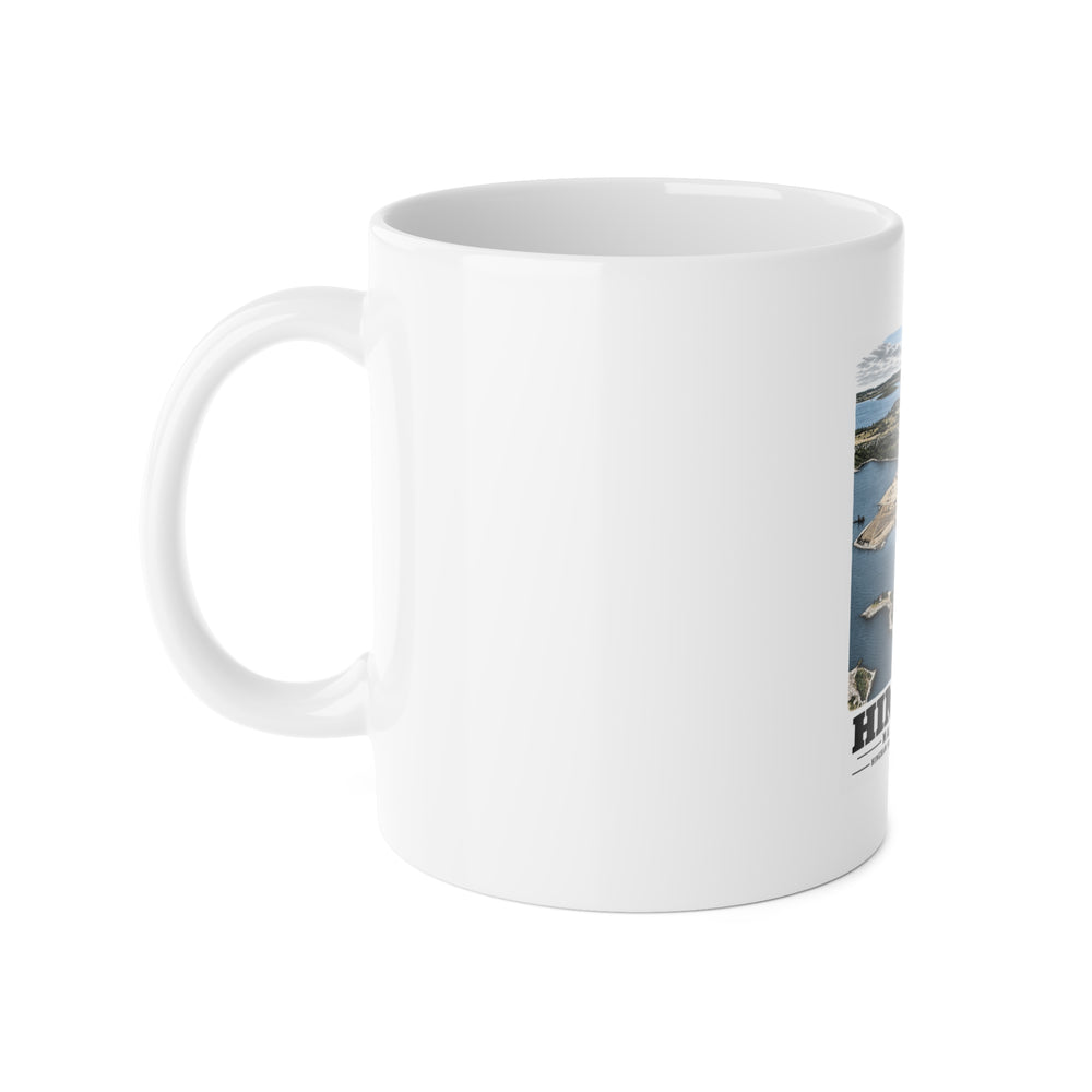 Illustrated Hingham Shipyard Construction in Hingham on ceramic mug