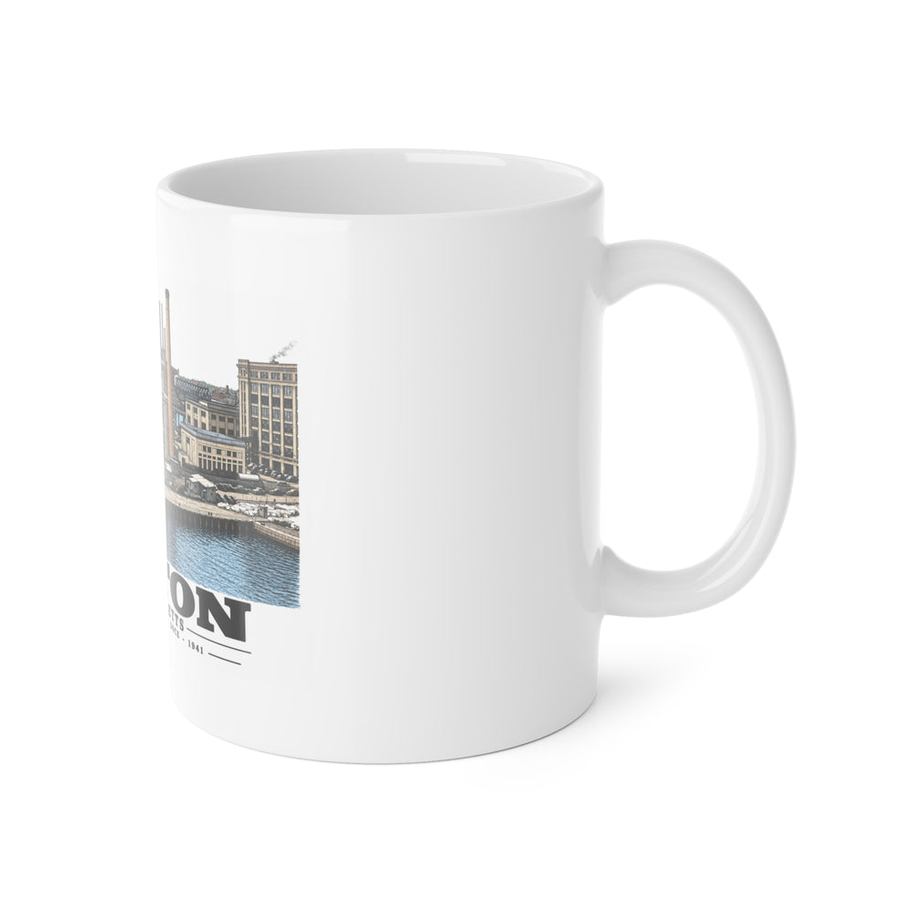 South Boston Dry Dock Area Mar 29-41 from roof of elevator shaft SE 11 oz White Ceramic Mug - Boston Harbor