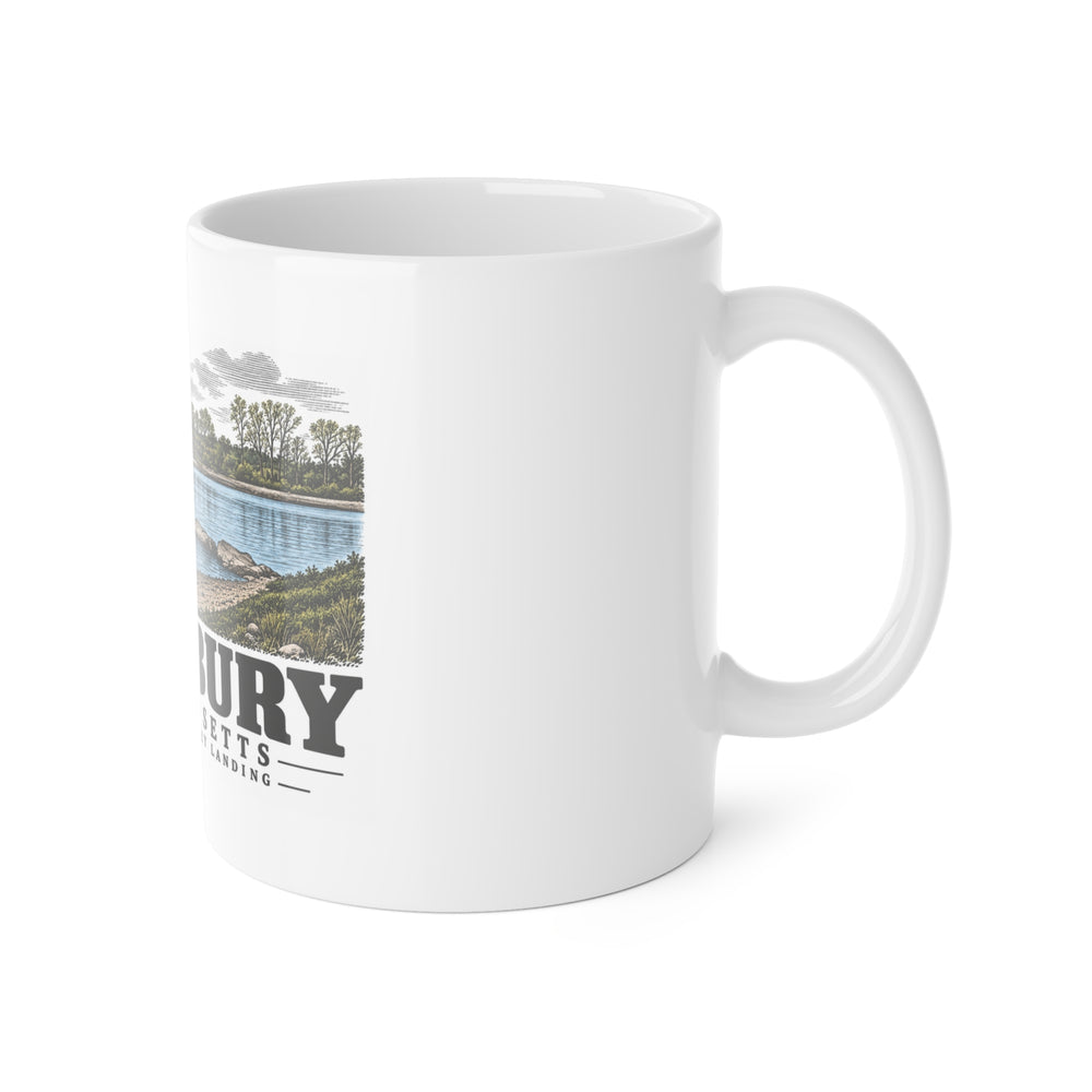 Salisbury Carr’s Island old house and ferry landing 11 oz White Ceramic Mug - Merrimack Valley Goods