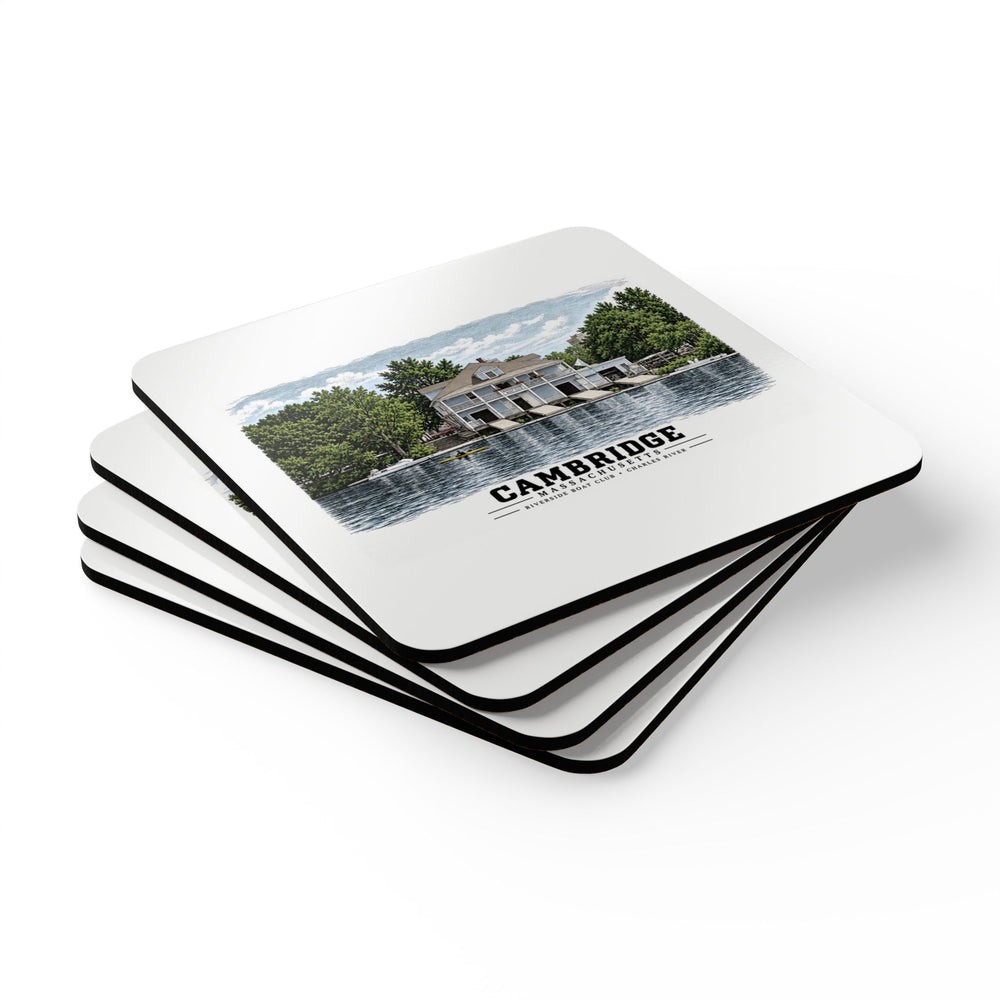 Riverside Boat Club, 769 Memorial Drive Cork Back Coaster Set - Charles River