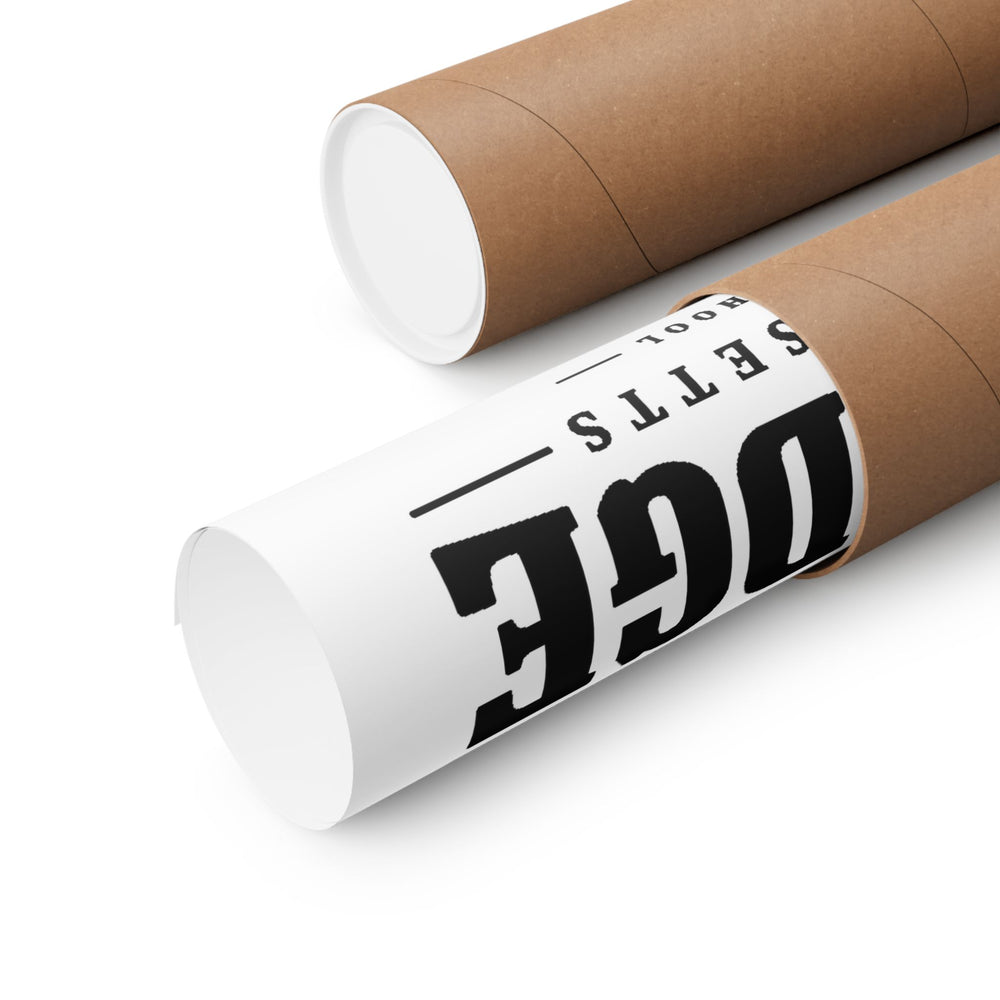 Uxbridge Blanchard School matte poster shown rolled to reveal the print and paper