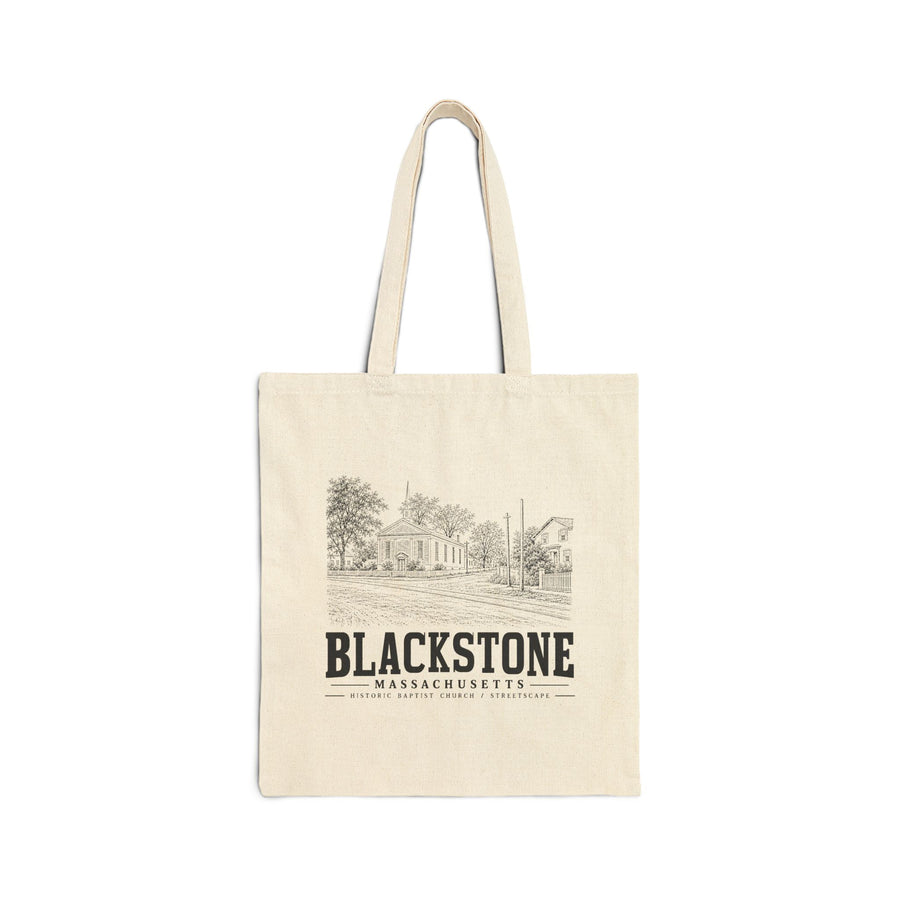 Blackstone Historic Baptist Church / Streetscape Heavy Canvas Tote in Natural — front view