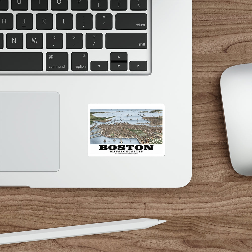 View of Boston, July 4th 1870 4 in White Die-Cut Sticker - Boston Harbor