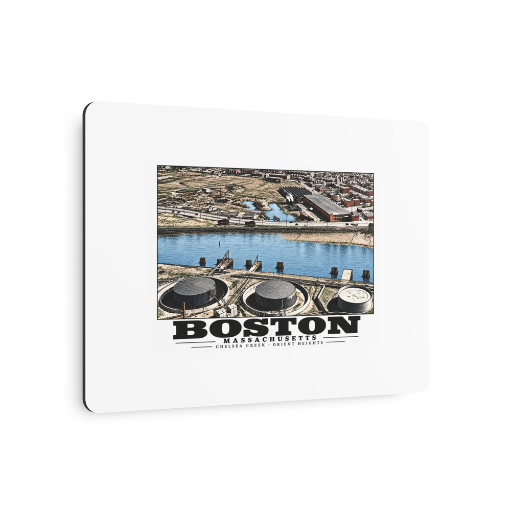 Orient Heights taken at 600 feet-Shore line, Chelsea Creek, East Boston 7 × 5 in Horizontal Metal Wall Art - Boston Harbor