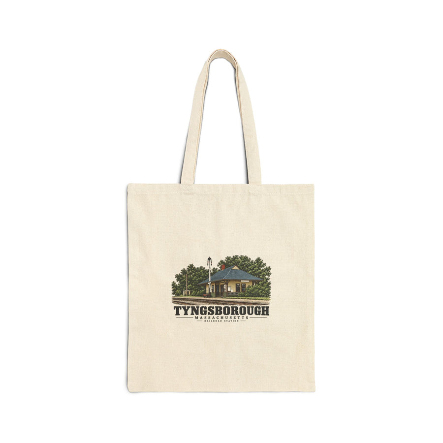 Tyngsboro railroad station Natural + Black Heavy Canvas Tote - Merrimack Valley Goods