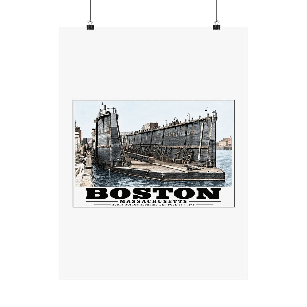 Floating dry dock #24 US Naval Dry Dock, South Boston Matte Heritage Poster — 11 × 14 and 18 × 24 in - Boston Harbor