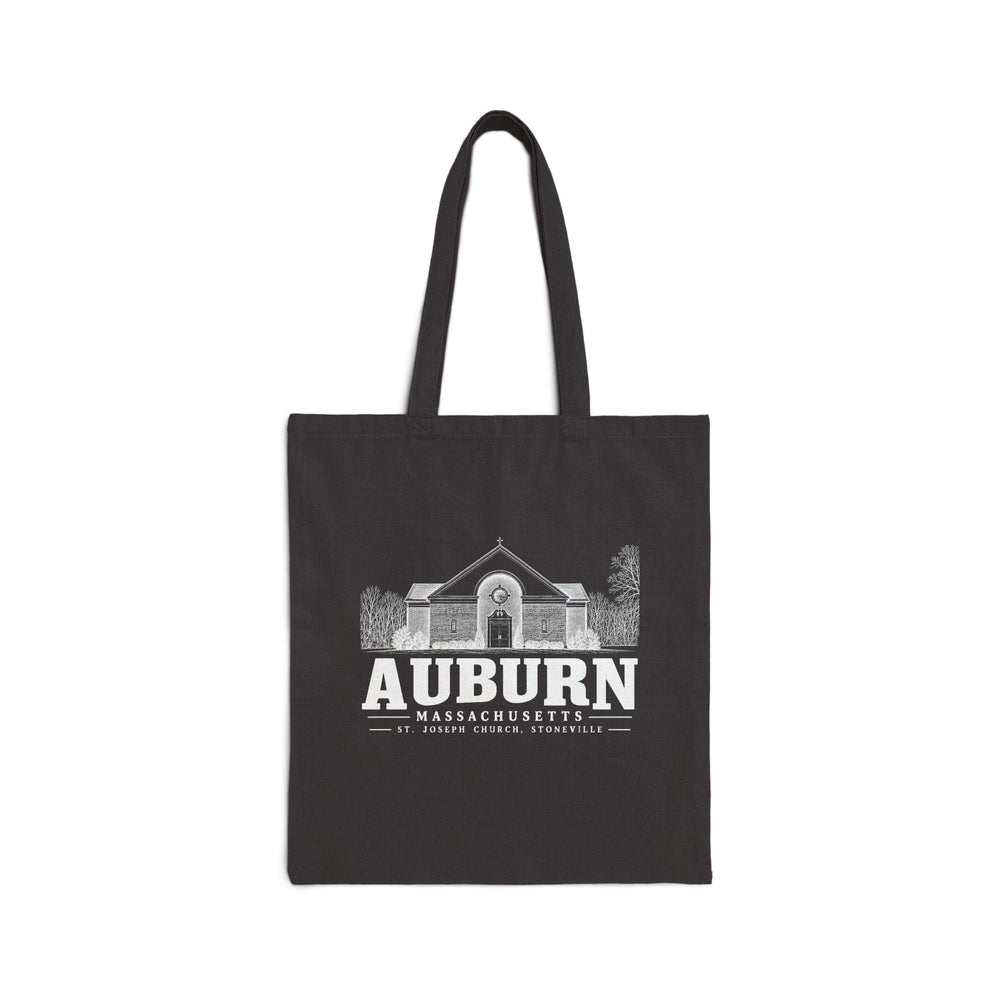 Auburn St. Joseph Church, Stoneville Heavy Canvas Tote in Black — front view