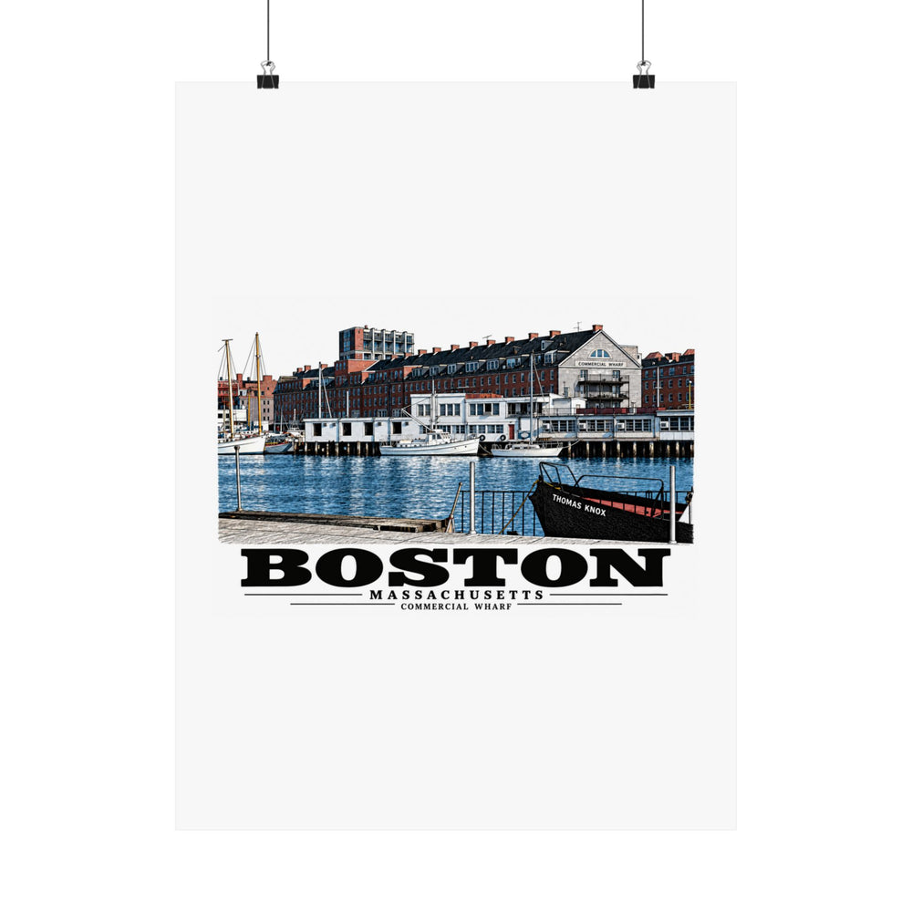 Commercial Wharf from Long Wharf Matte Heritage Poster — 11 × 14 and 18 × 24 in - Boston Harbor