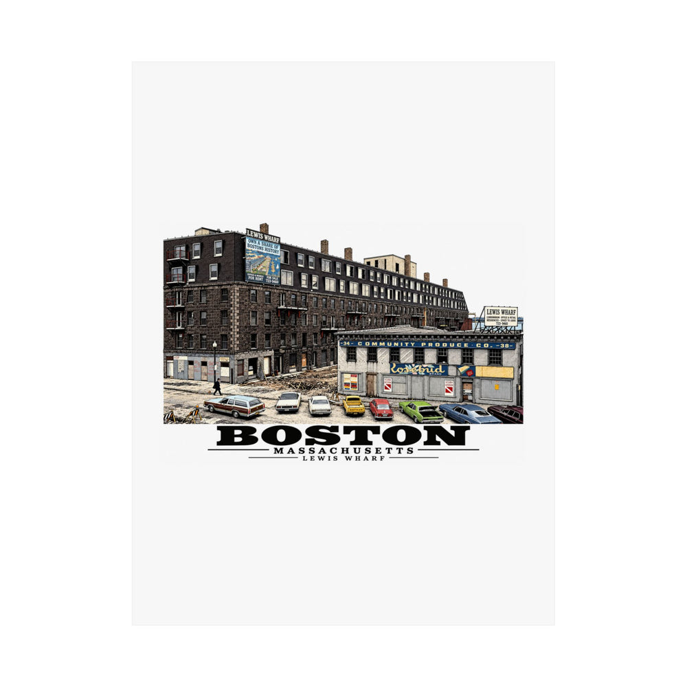 Lewis Wharf Matte Heritage Poster — 11 × 14 and 18 × 24 in - Boston Harbor