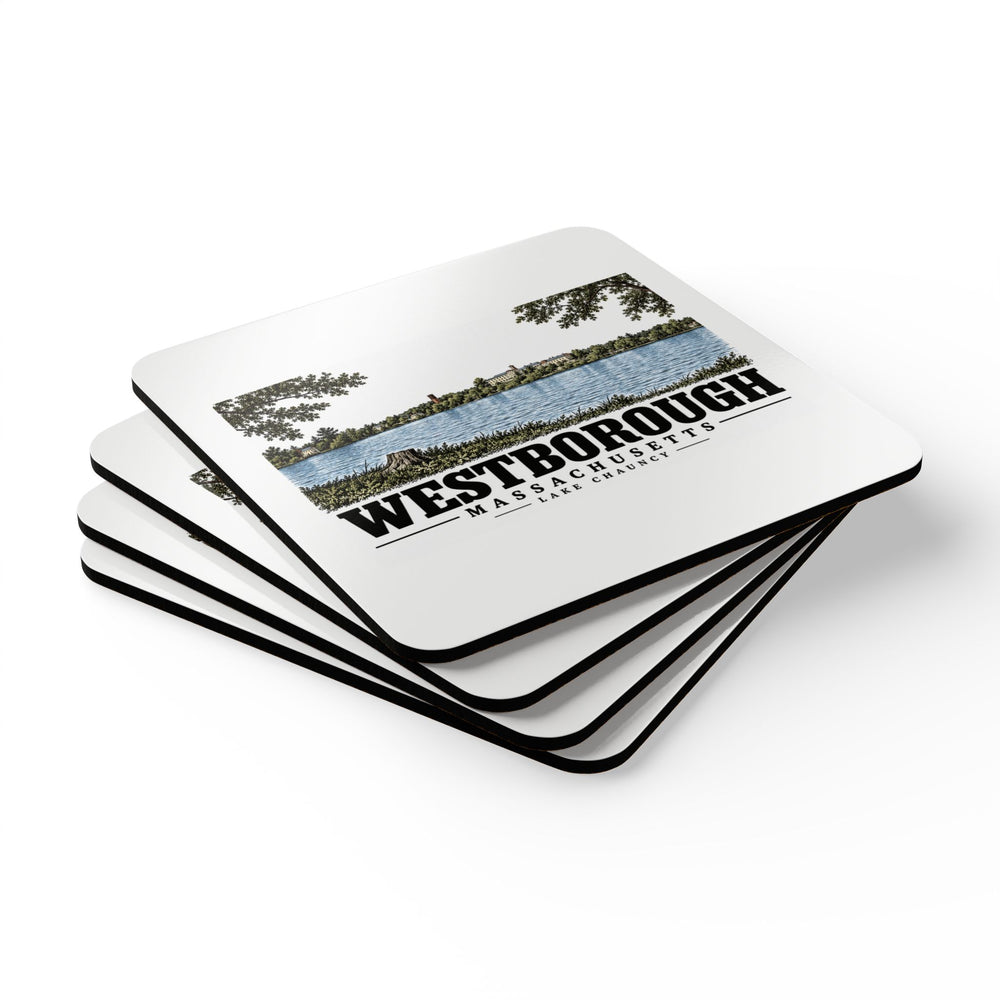 WESTBOROUGH Lake Chauncy Cork Back Coaster Set - Assabet Valley Goods
