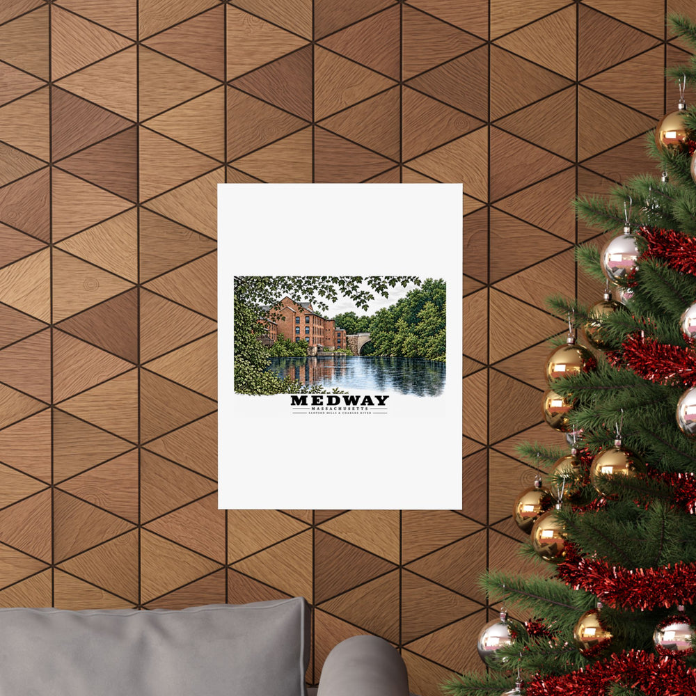 Sanford Mills and Sanford Street Bridge, Charles River, Medway village Matte Heritage Poster — 11 × 14 and 18 × 24 in - Charles River