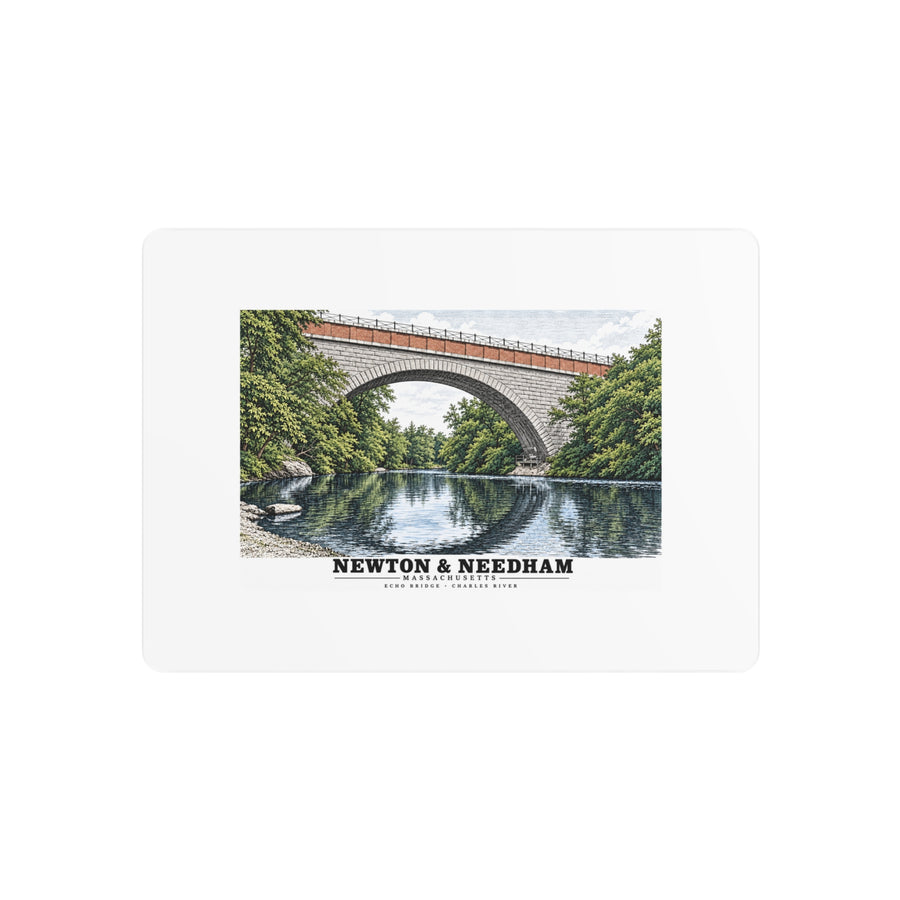 Echo Bridge, Hemlock Gorge, Upper Falls; Charles River and Ellis Street 7 × 5 in Horizontal Metal Wall Art - Charles River