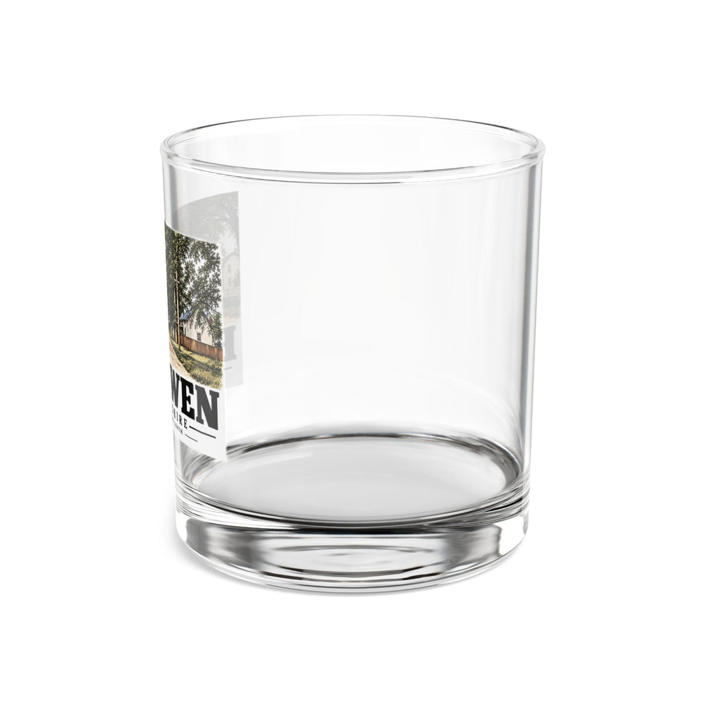 Main Street looking north, Boscawen illustration on 10 oz rocks glass — left side view
