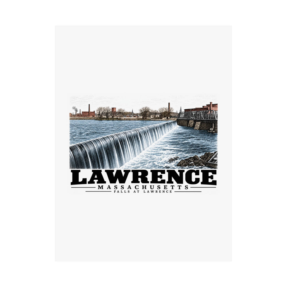 18 x 24 unclipped front of Falls at Lawrence matte poster, Lawrence, Massachusetts.