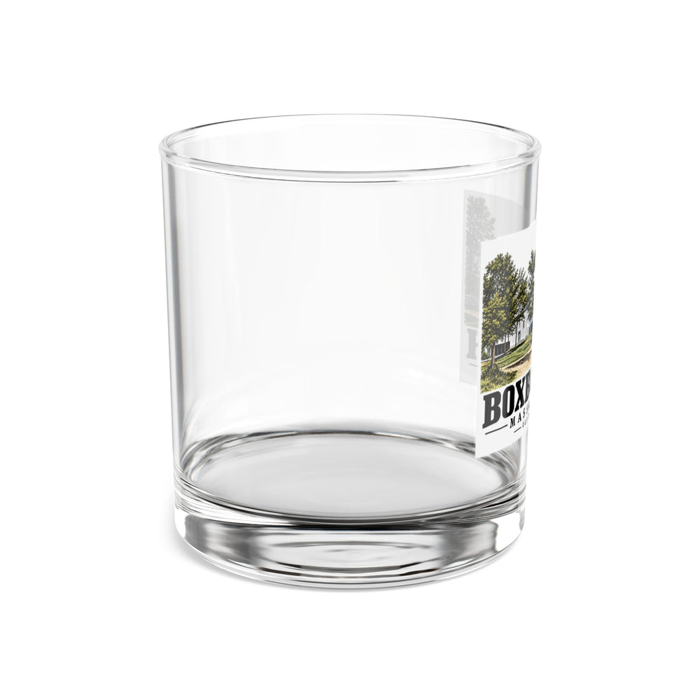 Illustrated Old Town Centre in Boxborough on rocks glass