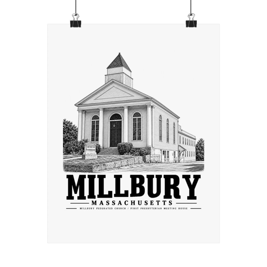 Millbury Federated Church / First Presbyterian Meeting House 11 x 14 in Matte Poster - Default - front product view