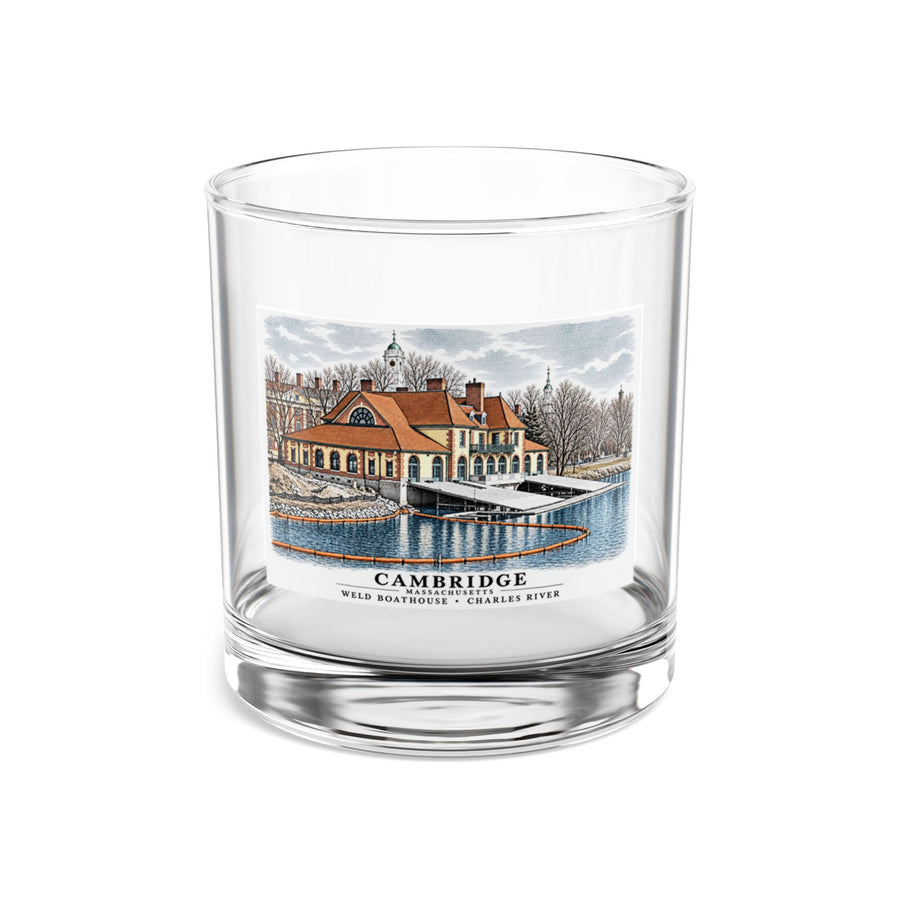 Weld Boathouse, 971 Memorial Drive, beside Anderson Bridge 10 oz Rocks Glass - Charles River