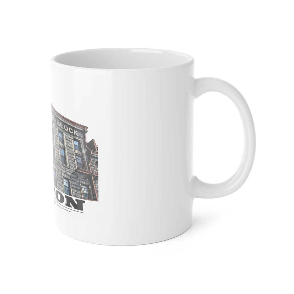 Long Wharf Custom House Block 11 oz White Ceramic Mug - Boston Harbor