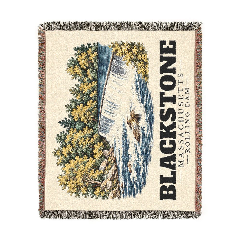 Rolling Dam — Blackstone, Massachusetts woven blanket, product view 2