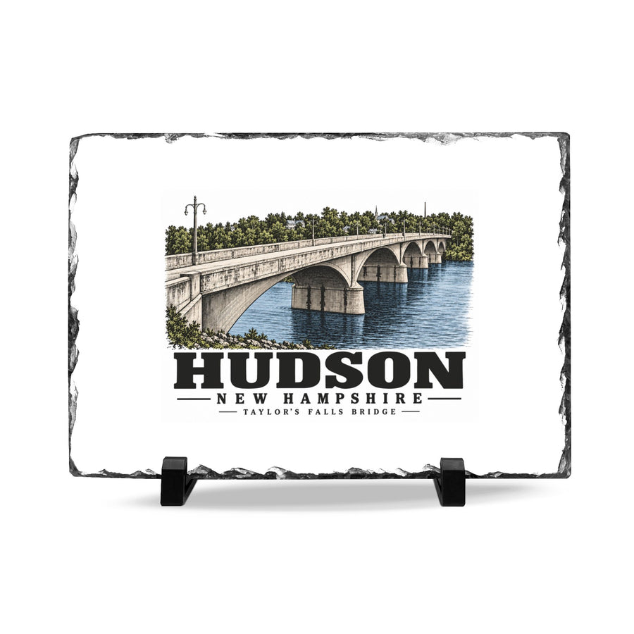 Illustrated Taylor’s Falls concrete bridge in Hudson on slate desk plaque