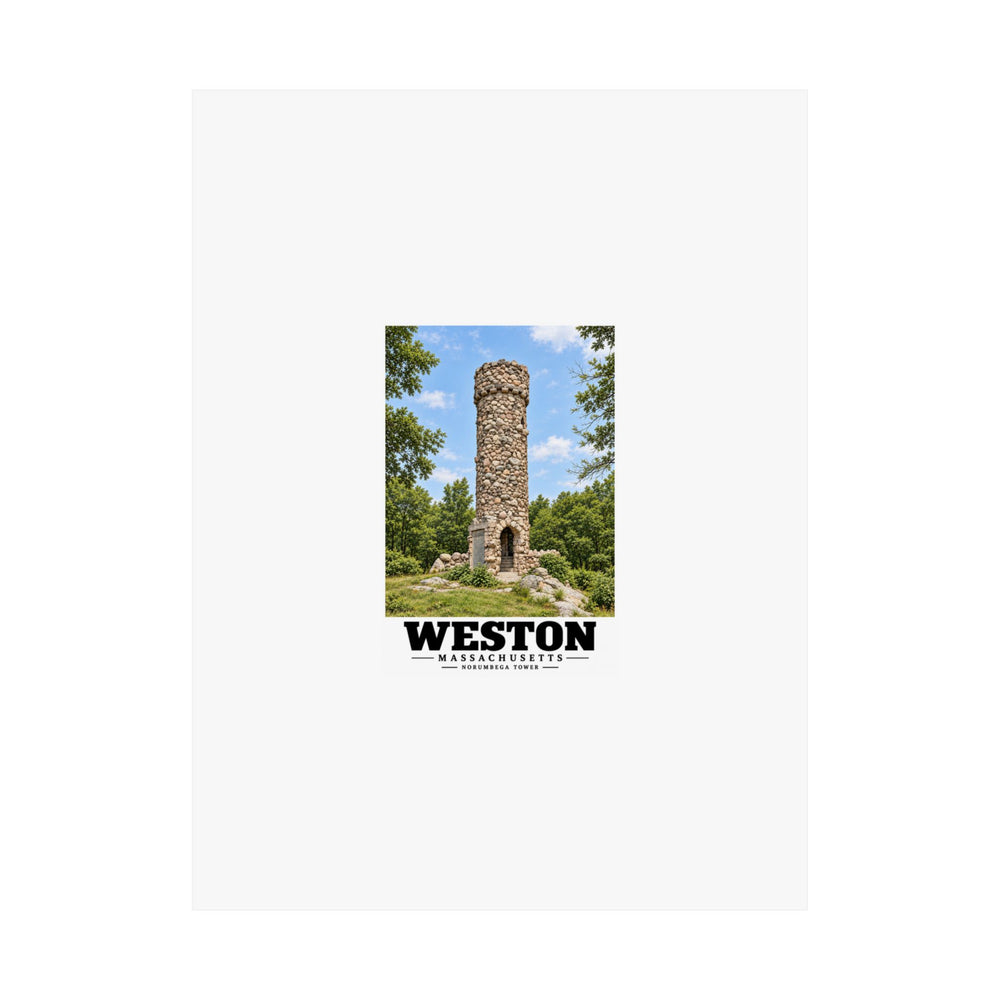 Illustrated Norumbega Tower in Weston on unframed matte poster