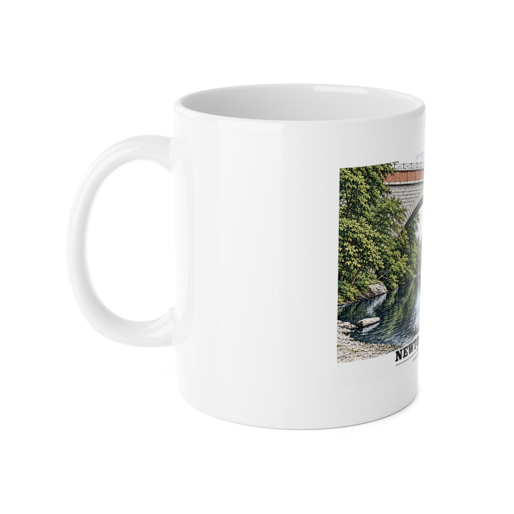 Echo Bridge, Hemlock Gorge, Upper Falls; Charles River and Ellis Street 11 oz White Ceramic Mug - Charles River