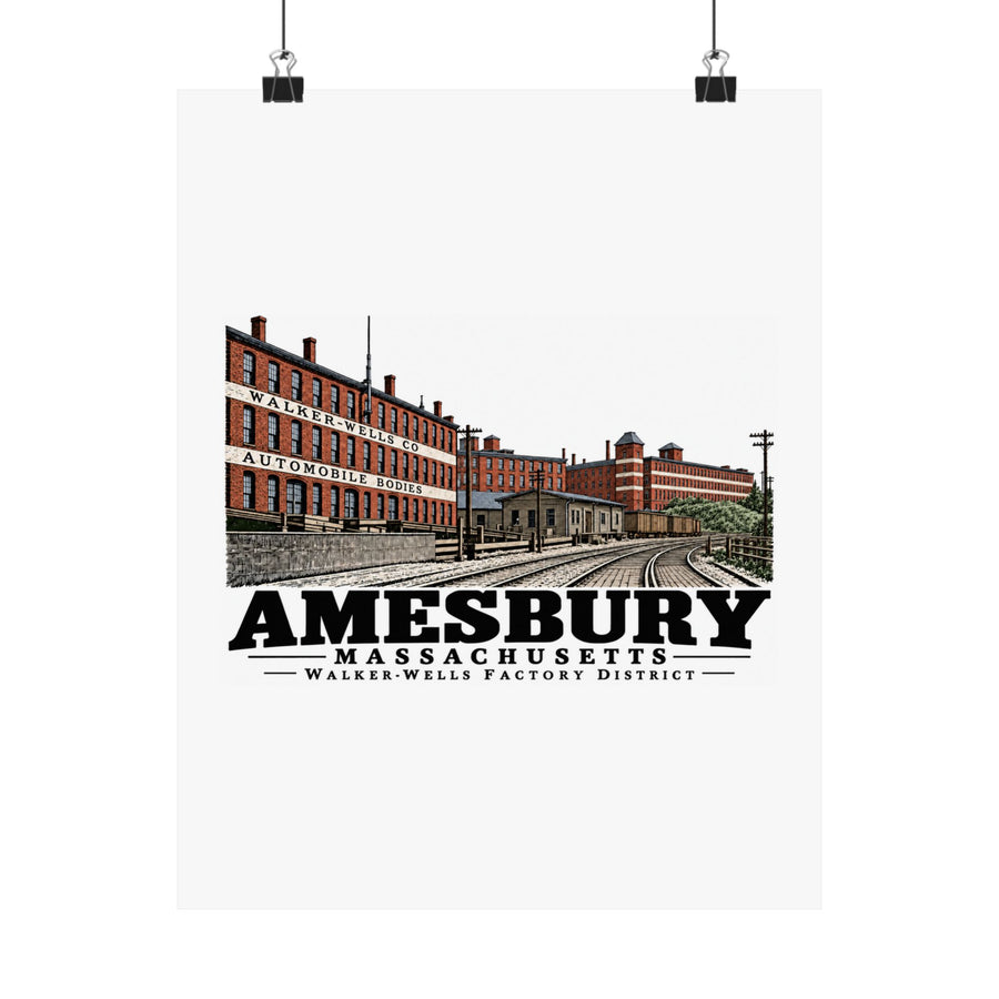 11 x 14 front of Walker-Wells Factory District matte poster, Amesbury, Massachusetts.