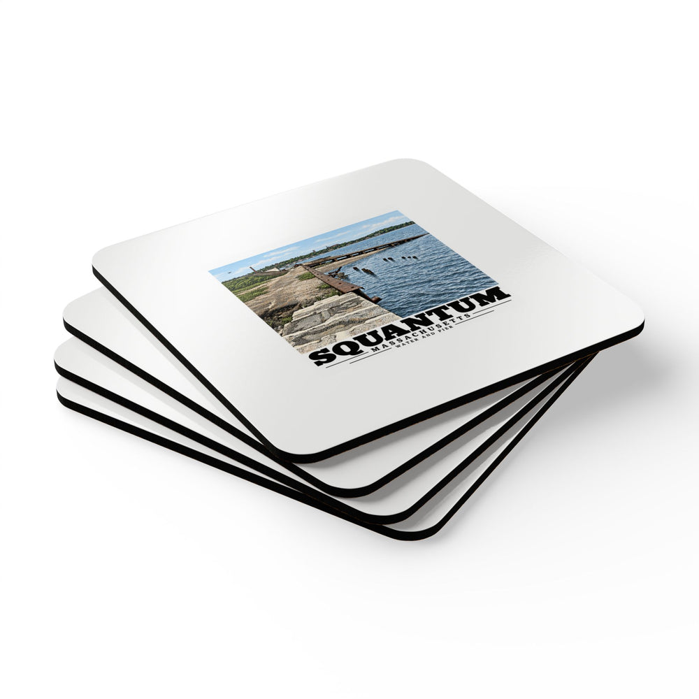 Water and pier Cork Back Coaster Set - Boston Harbor