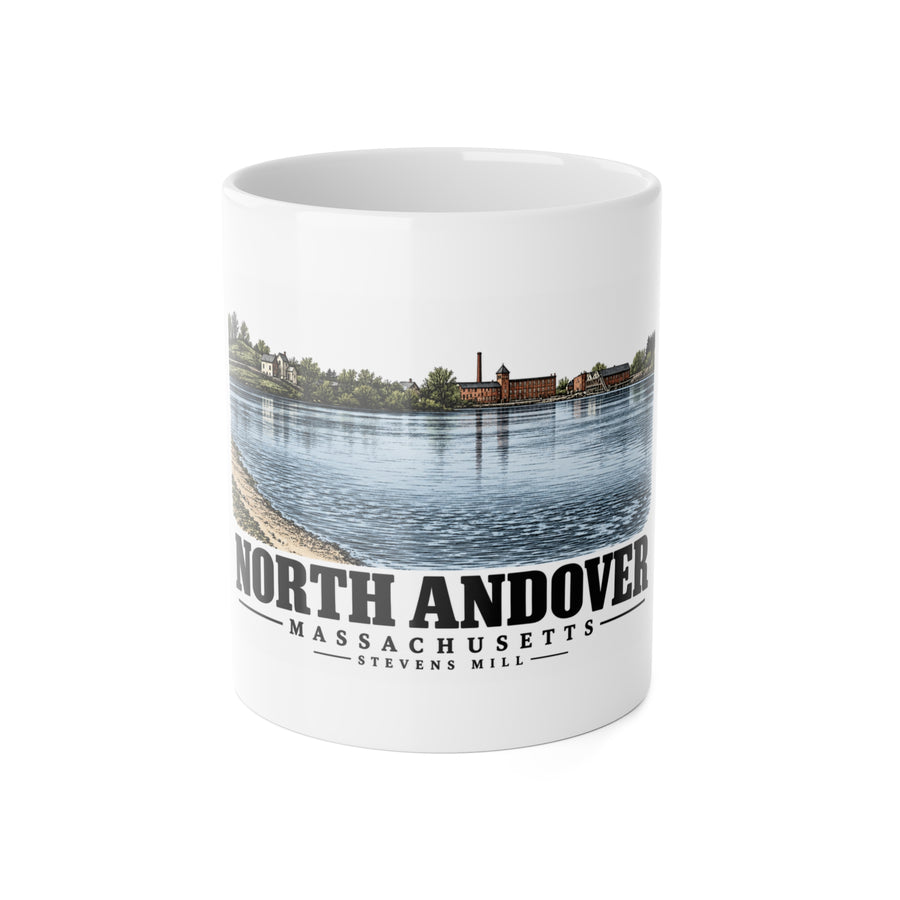 North Andover View at the Stevens Mill, North Andover 11 oz White Ceramic Mug - Merrimack Valley Goods