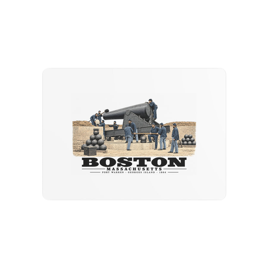 View of the 15 inch gun, Fort Warren, 1864 7 × 5 in Horizontal Metal Wall Art - Boston Harbor