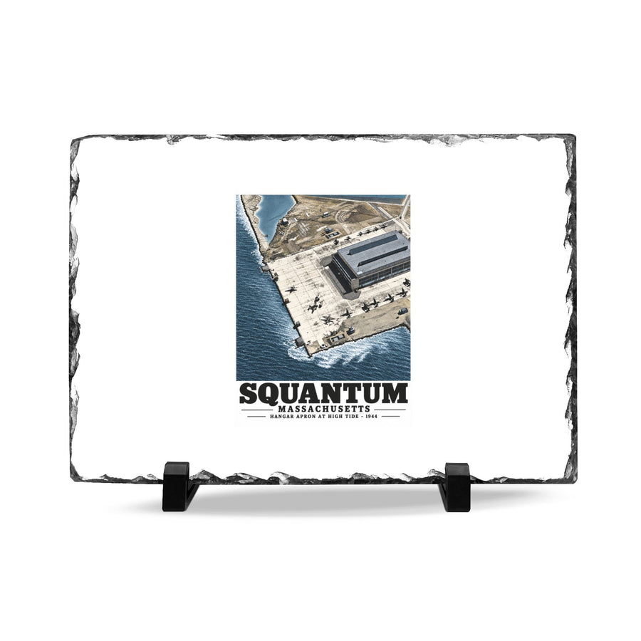 NAS Squantum at high tide 7 × 11 in Slate Desk Plaque - Boston Harbor