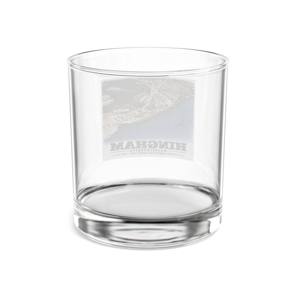 Construction progress New pier USNAD, Hingham, MA 10 oz Rocks Glass - Boston Harbor